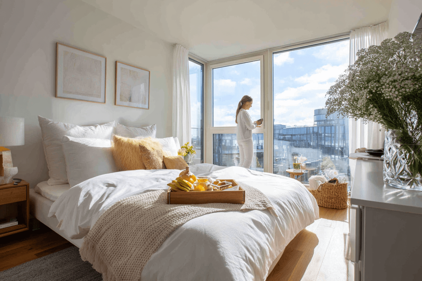 Modern Airbnb apartment freshly staged - professional cleaning in Switzerland
