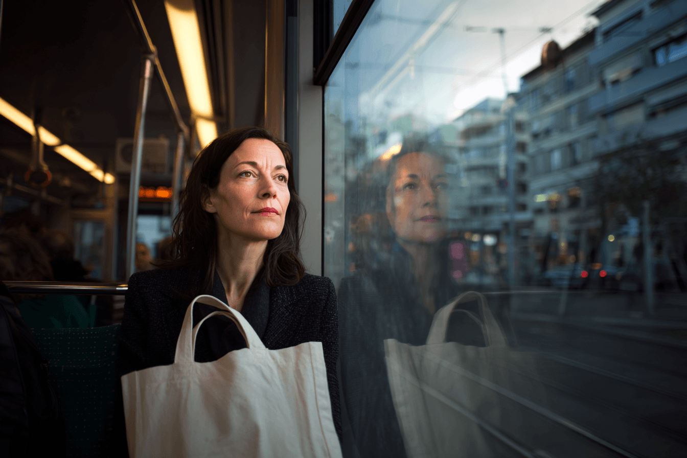 Woman on Zurich tram: saving on public transport